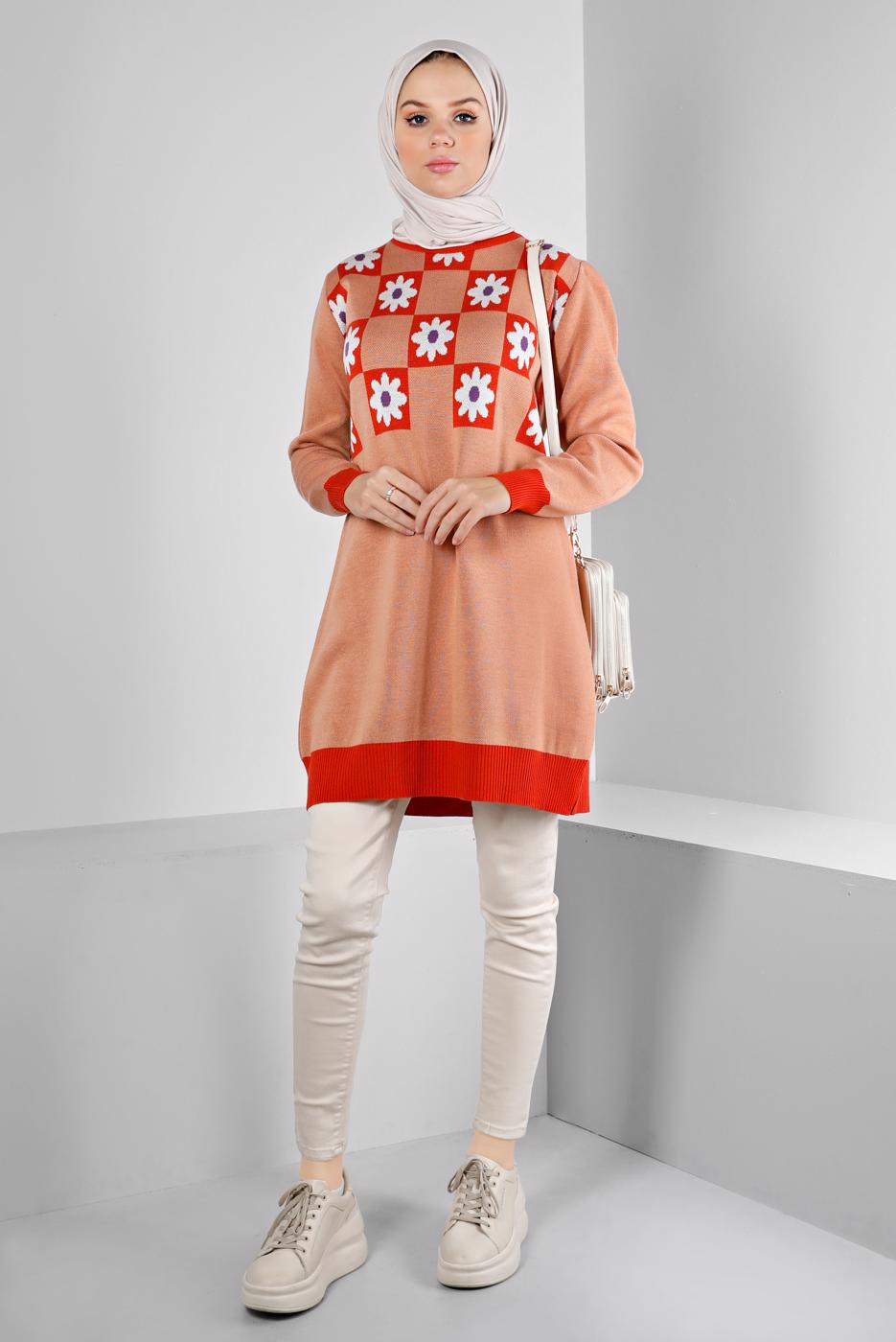 Hijab clothing ORANGE ALVINA KNITWEAR TUNIC T 43178