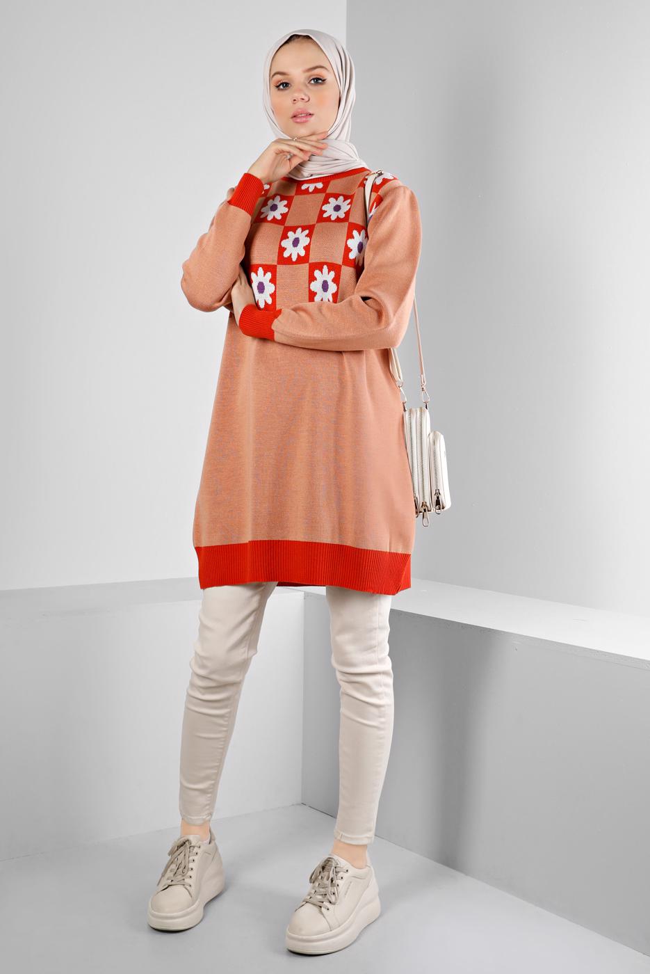 Hijab clothing ORANGE ALVINA KNITWEAR TUNIC T 43178