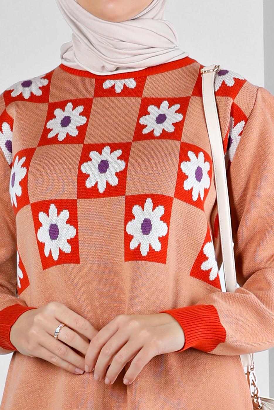 Hijab clothing ORANGE ALVINA KNITWEAR TUNIC T 43178