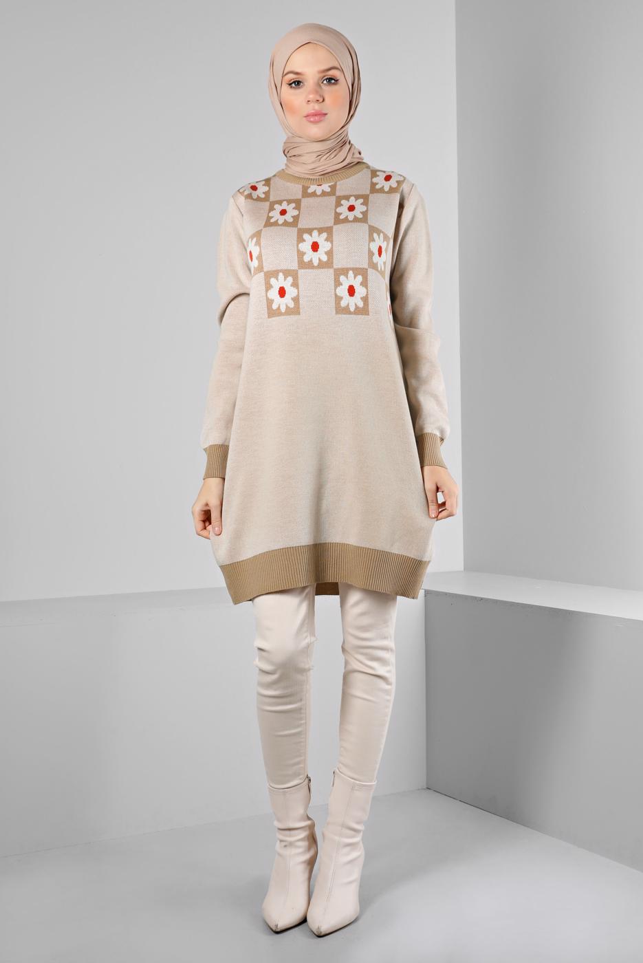 Hijab clothing BROWN ALVINA KNITWEAR TUNIC T 43178