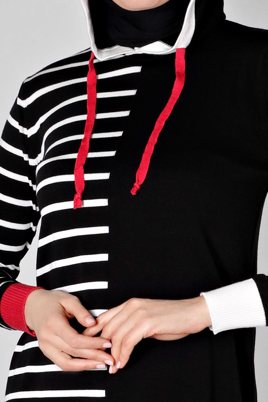 Tesettür giyim SİYAH ALVİNA TRİKO TUNİK T 43179