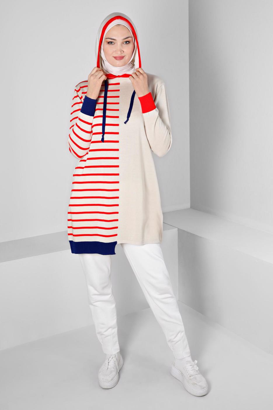 Tesettür giyim BEJ ALVİNA TRİKO TUNİK T 43179