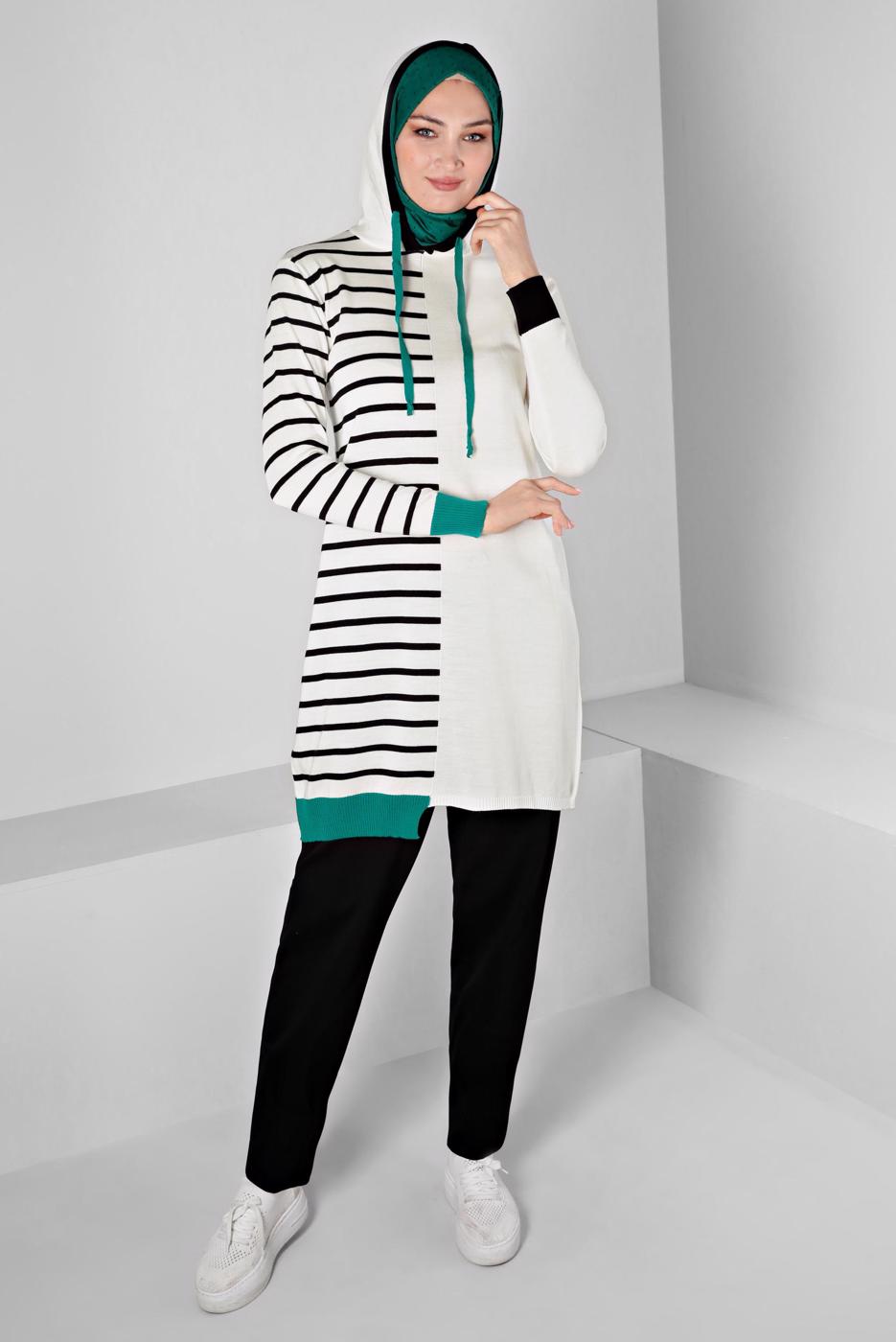 Tesettür giyim KREM ALVİNA TRİKO TUNİK T 43179