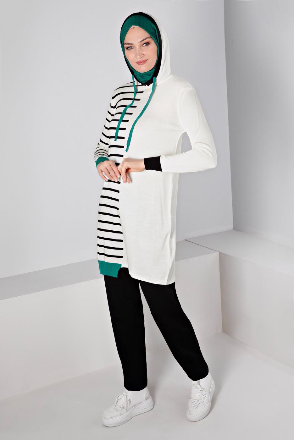 Tesettür giyim KREM ALVİNA TRİKO TUNİK T 43179