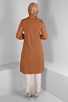Tesettür giyim TURUNCU ALVİNA GÖMLEK YAKA TUNİK T 43261