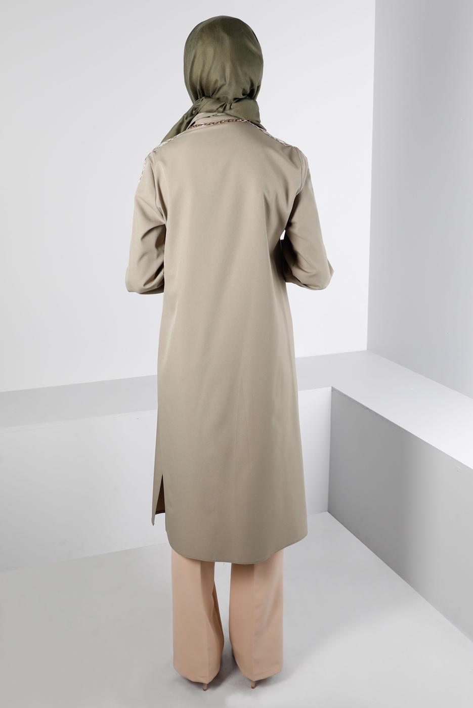 Tesettür giyim KUM ALVİNA GÖMLEK YAKA TUNİK T 43261