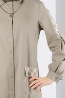Tesettür giyim KUM ALVİNA GÖMLEK YAKA TUNİK T 43261