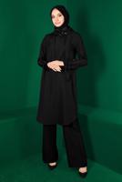 Tesettür giyim SİYAH ALVİNA KAPÜŞONLU KREP TUNİK T 43269