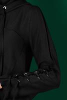 Tesettür giyim SİYAH ALVİNA KAPÜŞONLU KREP TUNİK T 43269