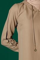 Tesettür giyim KAHVE ALVİNA KAPÜŞONLU KREP TUNİK T 43269