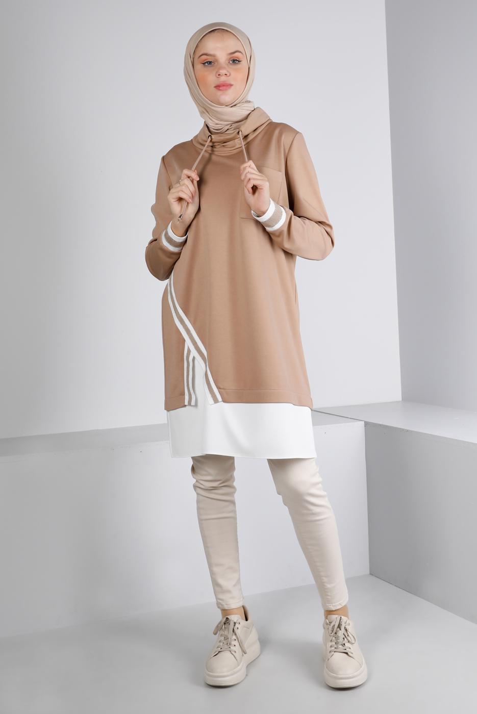 Vêtements hijab BEIGE ALVINA TUNIQUE DÉTAIL DENTELLE T 43355