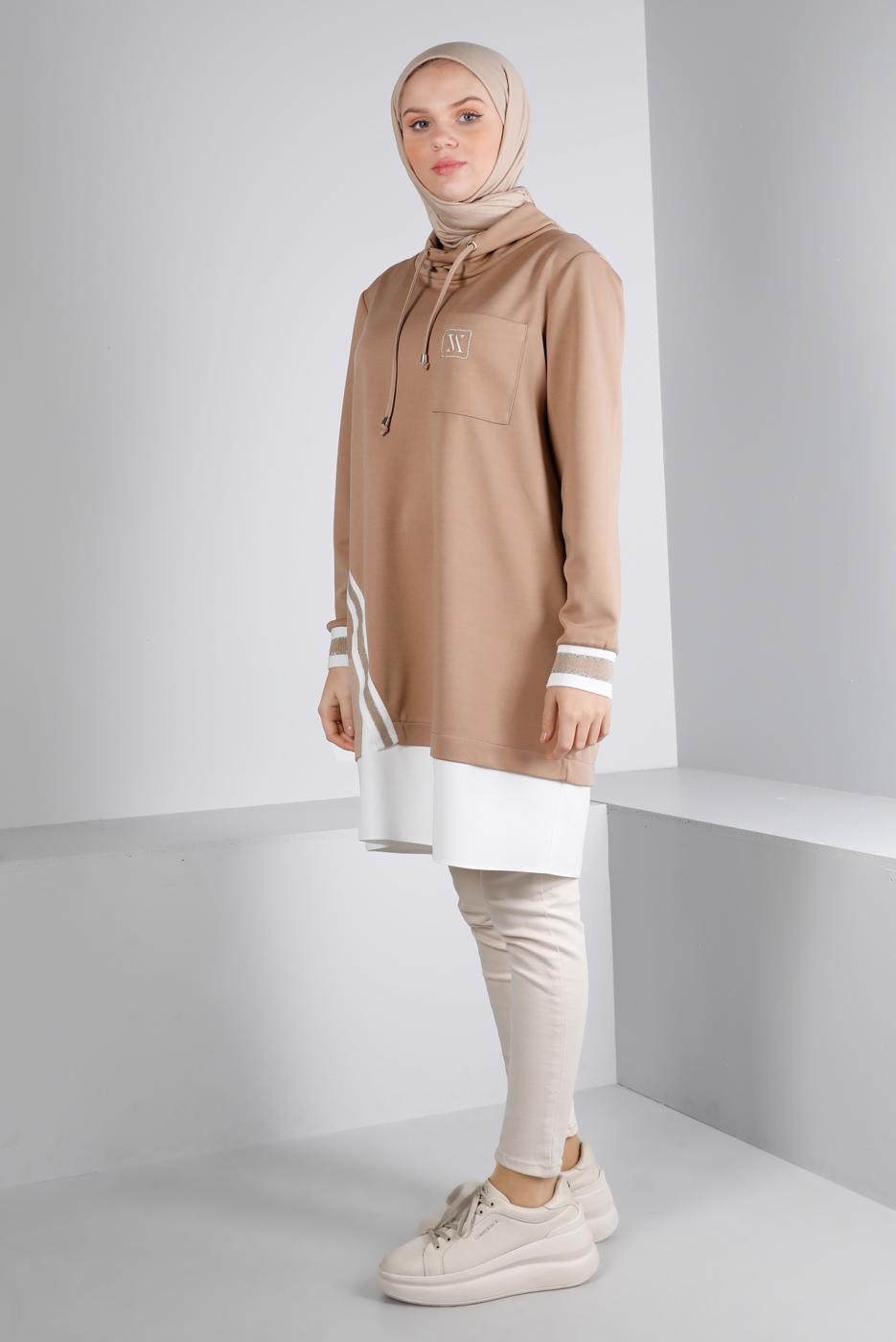 Vêtements hijab BEIGE ALVINA TUNIQUE DÉTAIL DENTELLE T 43355