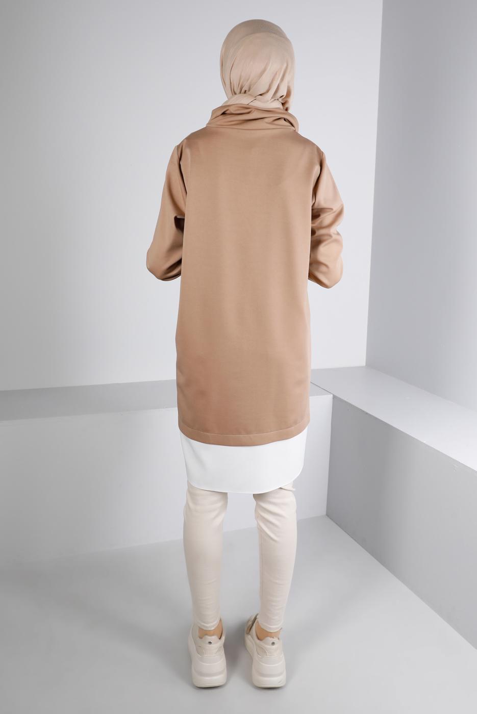 Vêtements hijab BEIGE ALVINA TUNIQUE DÉTAIL DENTELLE T 43355