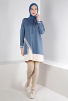 Tesettür giyim LACİVERT ALVİNA BAĞCIK DETAYLI TUNİK T 43355