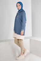 Tesettür giyim LACİVERT ALVİNA BAĞCIK DETAYLI TUNİK T 43355