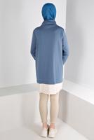 Tesettür giyim LACİVERT ALVİNA BAĞCIK DETAYLI TUNİK T 43355