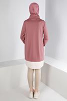 Tesettür giyim PEMBE ALVİNA BAĞCIK DETAYLI TUNİK T 43355