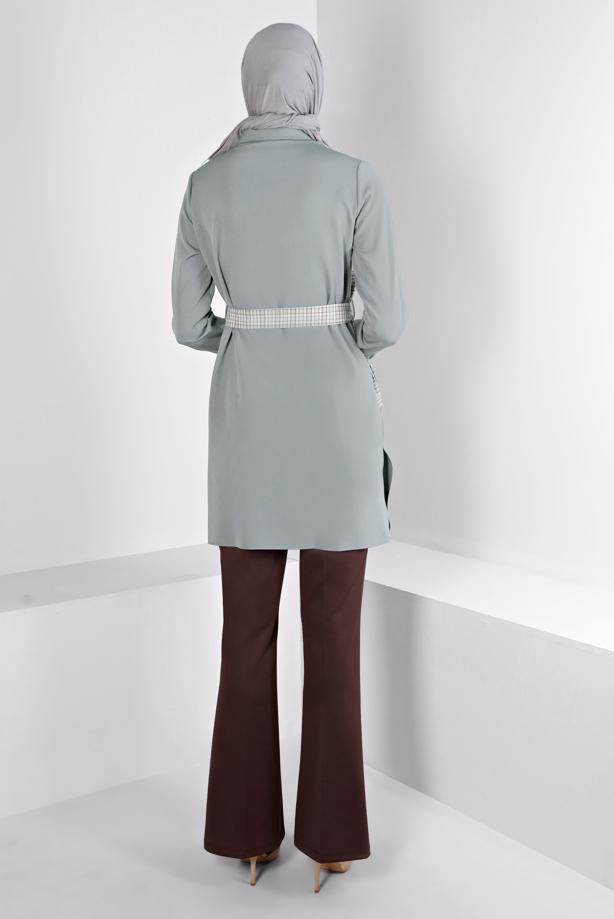 Hijab clothing GREY ALVINA BELTED TUNIC T 43377 - TRENDTESETTÜR