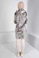 Tesettür giyim GRİ ALVİNA DESENLİ KADİFE TUNİK T 43392