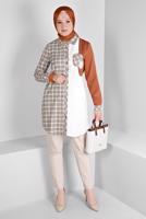 Tesettür giyim KAHVE ALVİNA EKOSE DESENLİ TUNİK T 43396