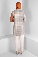 Tesettür giyim KAHVE ALVİNA EKOSE DESENLİ TUNİK T 43396