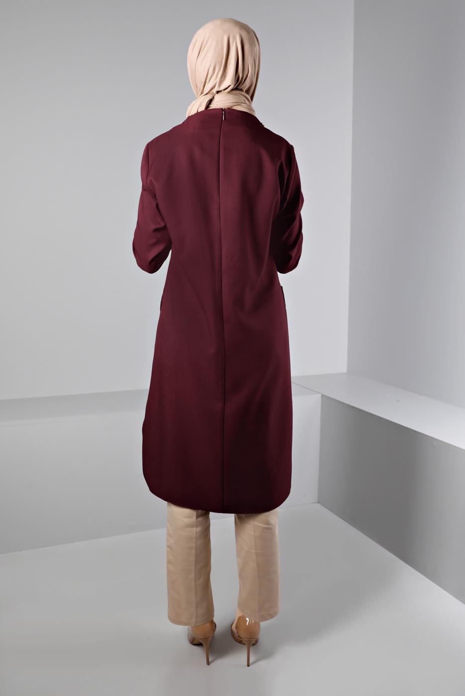 Tesettür giyim MÜRDÜM ALVİNA CEPLİ UZUN TUNİK T 43424