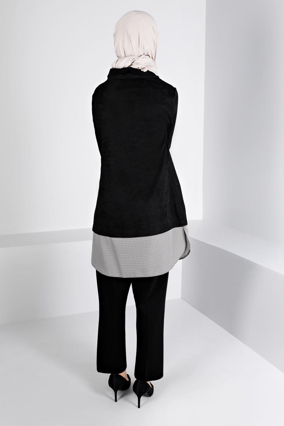 Tesettür giyim SİYAH ALVİNA KADİFE TUNİK T 43438