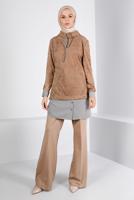 Tesettür giyim KAHVE ALVİNA KADİFE TUNİK T 43438