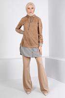 Tesettür giyim KAHVE ALVİNA KADİFE TUNİK T 43438