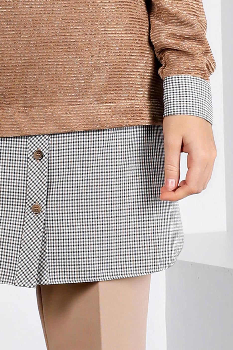 Tesettür giyim KAHVE ALVİNA KADİFE TUNİK T 43438