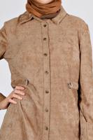 Tesettür giyim KAHVE ALVİNA KADİFE TUNİK T 43441