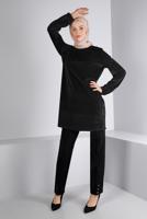 Tesettür giyim SİYAH ALVİNA DÜZ KADİFE TUNİK T 43447