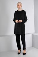 Tesettür giyim SİYAH ALVİNA DÜZ KADİFE TUNİK T 43447