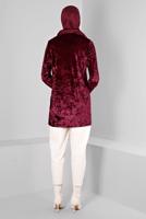 Tesettür giyim BORDO ALVİNA DÜZ KADİFE TUNİK T 43447