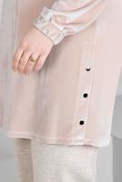 Tesettür giyim PEMBE ALVİNA DÜZ KADİFE TUNİK T 43447