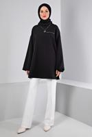 Tesettür giyim SİYAH ALVİNA DEGAJE YAKA TUNİK T 43453