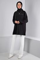 Tesettür giyim SİYAH ALVİNA DEGAJE YAKA TUNİK T 43453