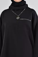 Tesettür giyim SİYAH ALVİNA DEGAJE YAKA TUNİK T 43453