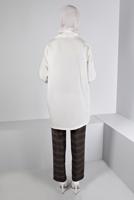 Tesettür giyim KREM ALVİNA DEGAJE YAKA TUNİK T 43453