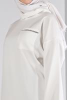 Tesettür giyim KREM ALVİNA DEGAJE YAKA TUNİK T 43453