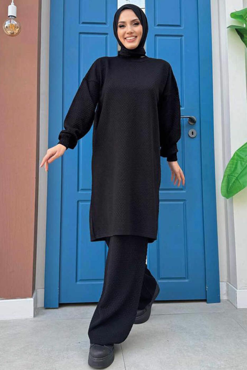 Tesettür giyim SİYAH UZUN TRİKO TUNİK T 51222