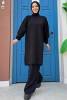 Tesettür giyim SİYAH UZUN TRİKO TUNİK T 51222