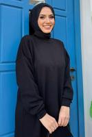 Tesettür giyim SİYAH UZUN TRİKO TUNİK T 51222