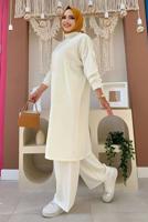 Tesettür giyim EKRU UZUN TRİKO TUNİK T 51222