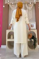 Tesettür giyim EKRU UZUN TRİKO TUNİK T 51222