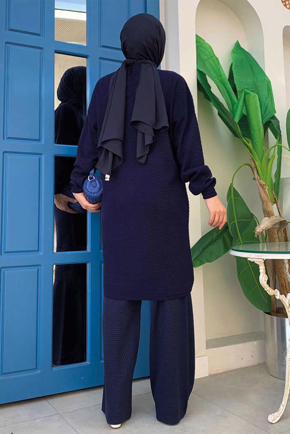 Tesettür giyim LACİVERT UZUN TRİKO TUNİK T 51222