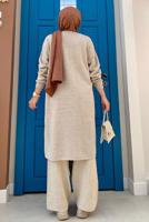 Tesettür giyim BEJ UZUN TRİKO TUNİK T 51222