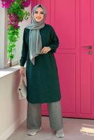 Tesettür giyim YEŞİL UZUN TRİKO TUNİK T 51222