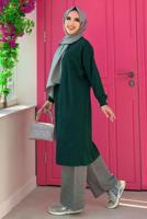 Tesettür giyim YEŞİL UZUN TRİKO TUNİK T 51222