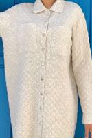 Tesettür giyim BEJ CEPLİ DÜĞMELİ KAPİTONE TUNİK 5216